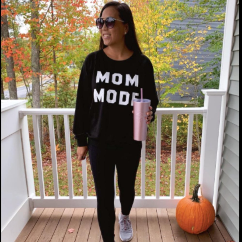Mom Mode Women's Crewneck Sweatshirt Long Sleeve Raglan Terry Casual